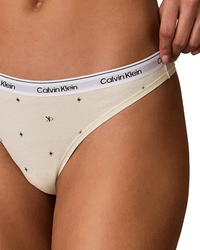Calvin Klein Modern Logo Thong In Neutral
