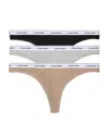 Calvin Klein Modern Logo Thong, Set Of 3 In Black