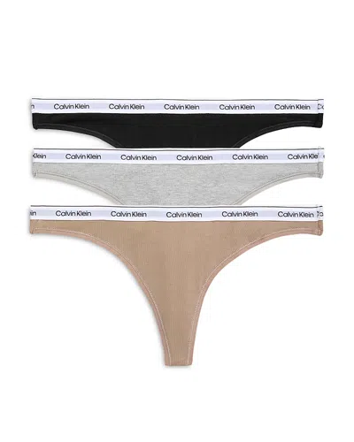 Calvin Klein Modern Logo Thong, Set Of 3 In Black