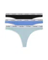 Calvin Klein Modern Logo Thong, Set Of 3 In Sterling Blue/black/glacier