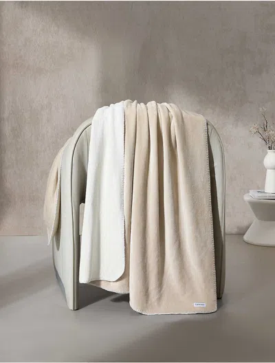 Calvin Klein Modern Lush Reversible Throw Blanket In Neutral