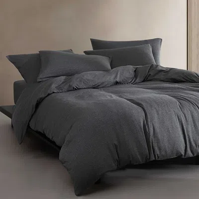 Calvin Klein Modern Melange Jersey 3 Piece Duvet Cover Set, Queen In Gray