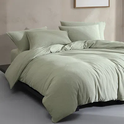 Calvin Klein Modern Melange Jersey 3 Piece Duvet Cover Set, Queen In Green