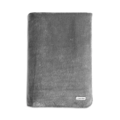 Calvin Klein Modern Reversible Solid Bed Blanket, Queen In Grey/ Aluminum Grey