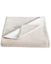 Calvin Klein Modern Reversible Solid Throw Blanket In Light Beige/ Snow White