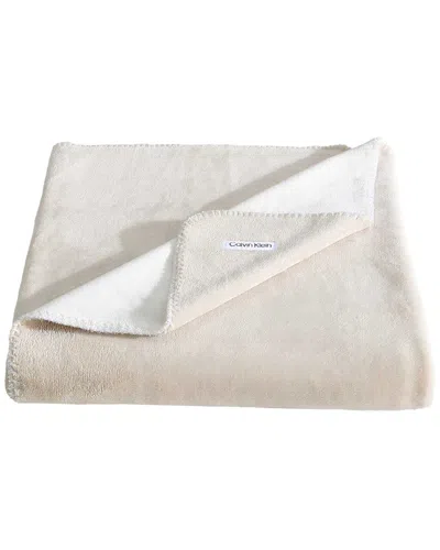 Calvin Klein Modern Reversible Solid Throw Blanket In Neutral