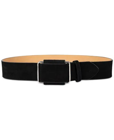 Calvin Klein Modern Slider Buckle Suede Leather Belt In Black