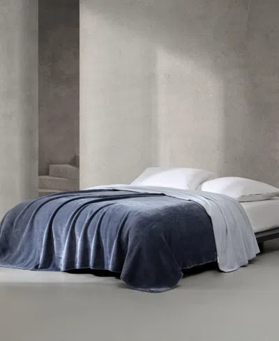 Calvin Klein Modern Solid Reversible Blanket, Twin In Blue