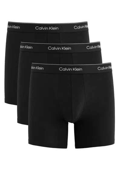 Calvin Klein Modern Stretch-cotton Boxer Briefs In Black