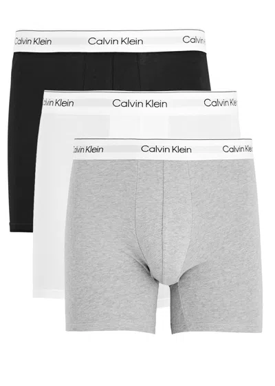 Calvin Klein Modern Stretch-cotton Boxer Briefs In Multicoloured