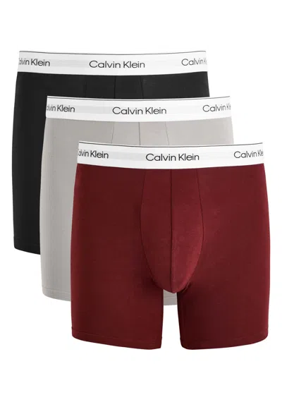 Calvin Klein Modern Stretch-cotton Boxer Briefs In Red