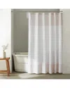 Calvin Klein Modern Stripe Cotton Blend Waffle Shower Curtain In White