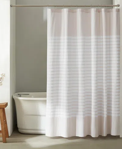 Calvin Klein Modern Stripe Shower Curtain, 70" X 72" In Nude Pink