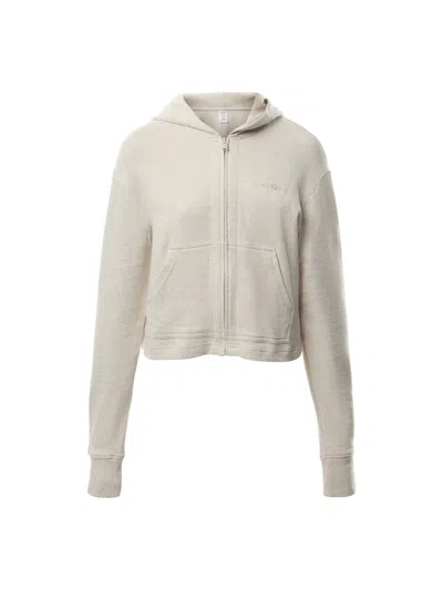 Calvin Klein Modern Terry Full Zip Hoodie In Oatmeal Heather
