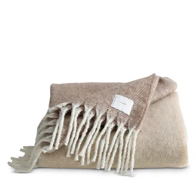 Calvin Klein Mohair Ombre Yarn Dyed Throw Blanket, 70l X 50w In Camel Brown