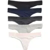 Calvin Klein Monochrome 5-pack Thongs In Black/nymph