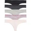 Calvin Klein Monochrome 5-pack Thongs In Uqp Black/nymph