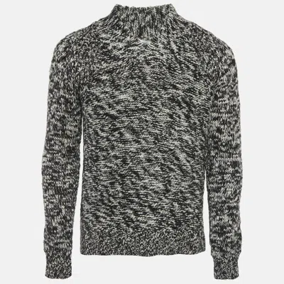 Pre-owned Calvin Klein Monochrome Knit V-neck Sweater S In Black