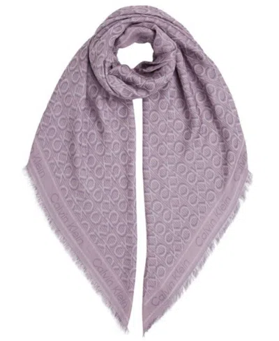Calvin Klein Monogram Ck Logo-print Pashmina Wrap Scarf In English Lavender