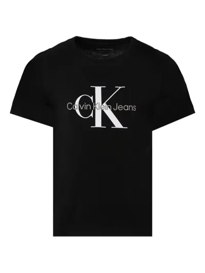 Calvin Klein Kids' Monogram Cotton T-shirt In Black