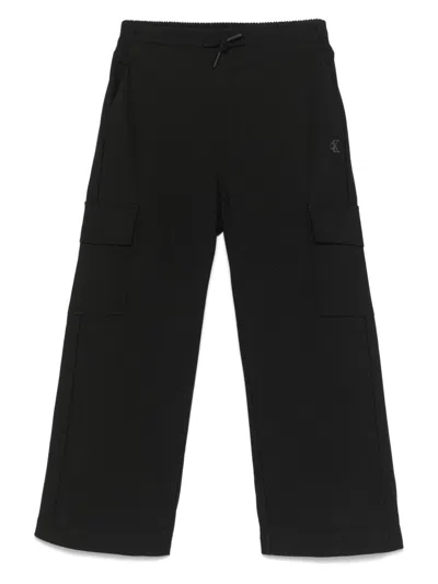 Calvin Klein Kids' Monogram-embroidered Cargo Pants In Black