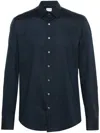 Calvin Klein Monogram-embroidered Cotton Shirt In Blue