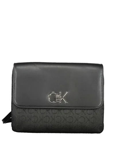 Calvin Klein Monogram Flap Crossbody Bag In Black