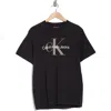 Calvin Klein Monogram Logo Crew Neck T-shirt In Black Beauty