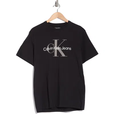 Calvin Klein Monogram Logo Crew Neck T-shirt In Black Beauty