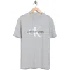 Calvin Klein Monogram Logo Crew Neck T-shirt In Gray