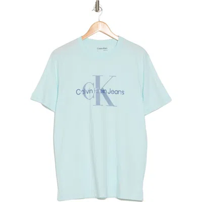 Calvin Klein Monogram Logo Crew Neck T-shirt In Island Reef