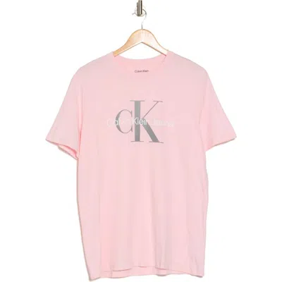 Calvin Klein Monogram Logo Crew Neck T-shirt In Strawberry Ash