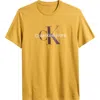 Calvin Klein Monogram Logo Crew Neck T-shirt In Yellow
