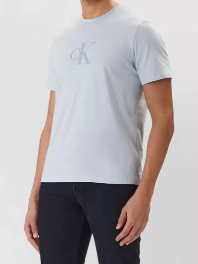 Calvin Klein Monogram Logo Graphic Crew Neck T-shirt In Blue