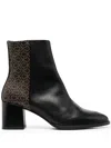 Calvin Klein Monogram-print Ankle Boots In Black