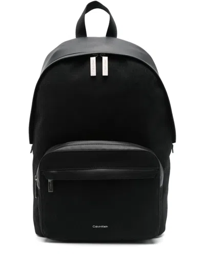 Calvin Klein Monogram-print Backpack In Black