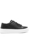 Calvin Klein Monogram-print Flatform Sneakers In Black