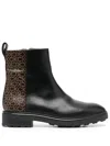 Calvin Klein Monogram-print Leather Ankle Boots In Schwarz