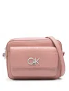 Calvin Klein Monogram-print Leather Crossbody Bag In Pink