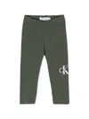 Calvin Klein Monogram-print Leggings In Green