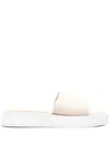Calvin Klein Monogram-vamp Chunky Sole Slides In Nude