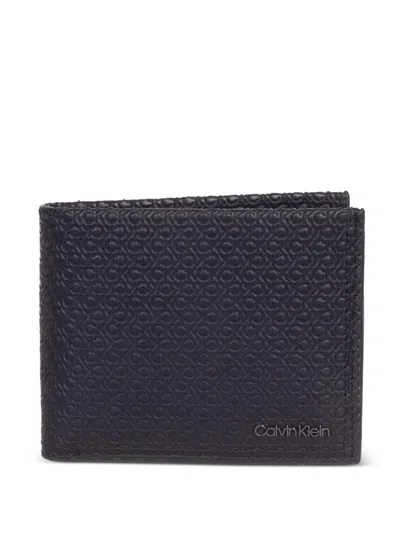 Calvin Klein Monogram-debossed Bifold Wallet In Black