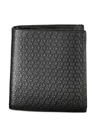 Calvin Klein Monogram-embossed Leather Wallet In Black