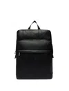 Calvin Klein Monogram-embossed Pebbled-leather Backpack In Black