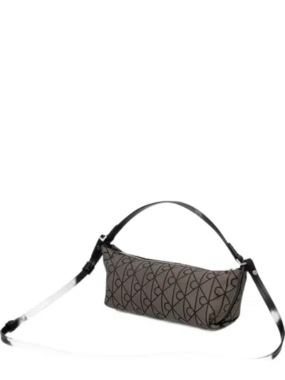 Calvin Klein Monogram-pattern Shoulder Bag In Brown