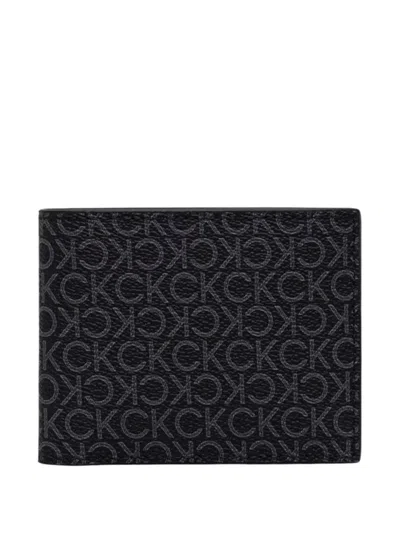 Calvin Klein Monogram-print Bifold Wallet In Purple