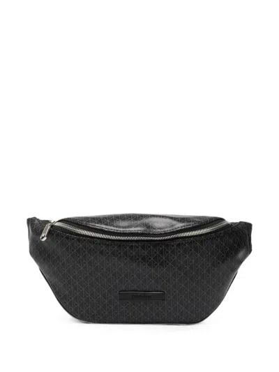 Calvin Klein Monogram-print Logo-plaque Belt Bag In Black