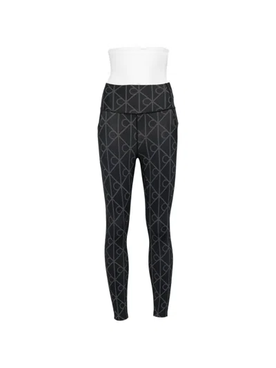 Calvin Klein Monogram-print Performance Leggings In Black
