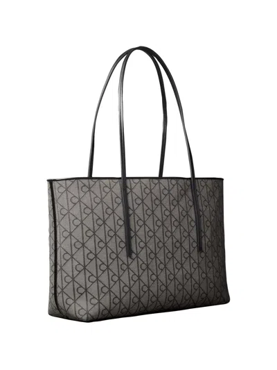 Calvin Klein Monogram-print Tote Bag In Gray