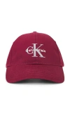 Calvin Klein Monologo Embroidery Baseball Cap In Burgundy